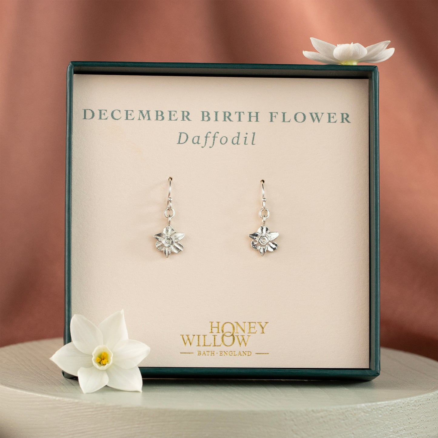 December Birth Flower Earrings - Daffodil - Silver