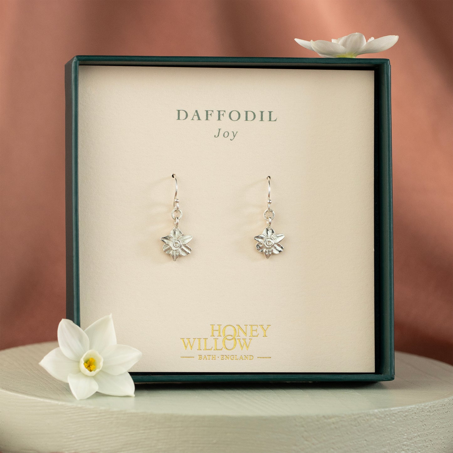 Daffodil Flower Earrings - Joy - Silver