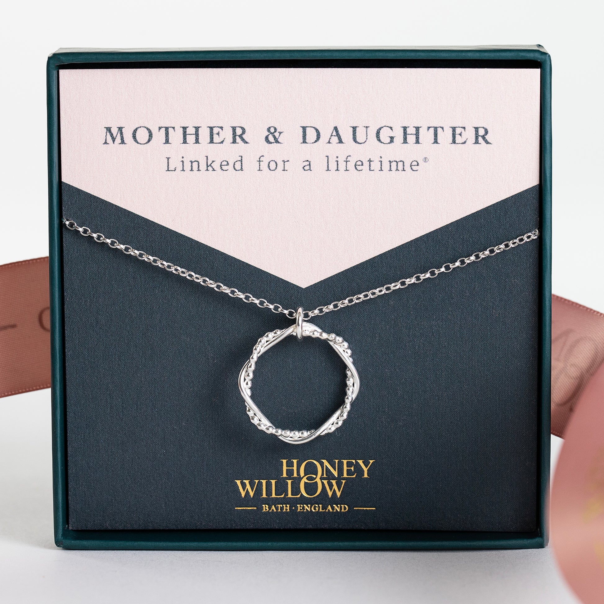 Mother Daughter Necklace - Linked for a Lifetime - Silver Entwined Necklace