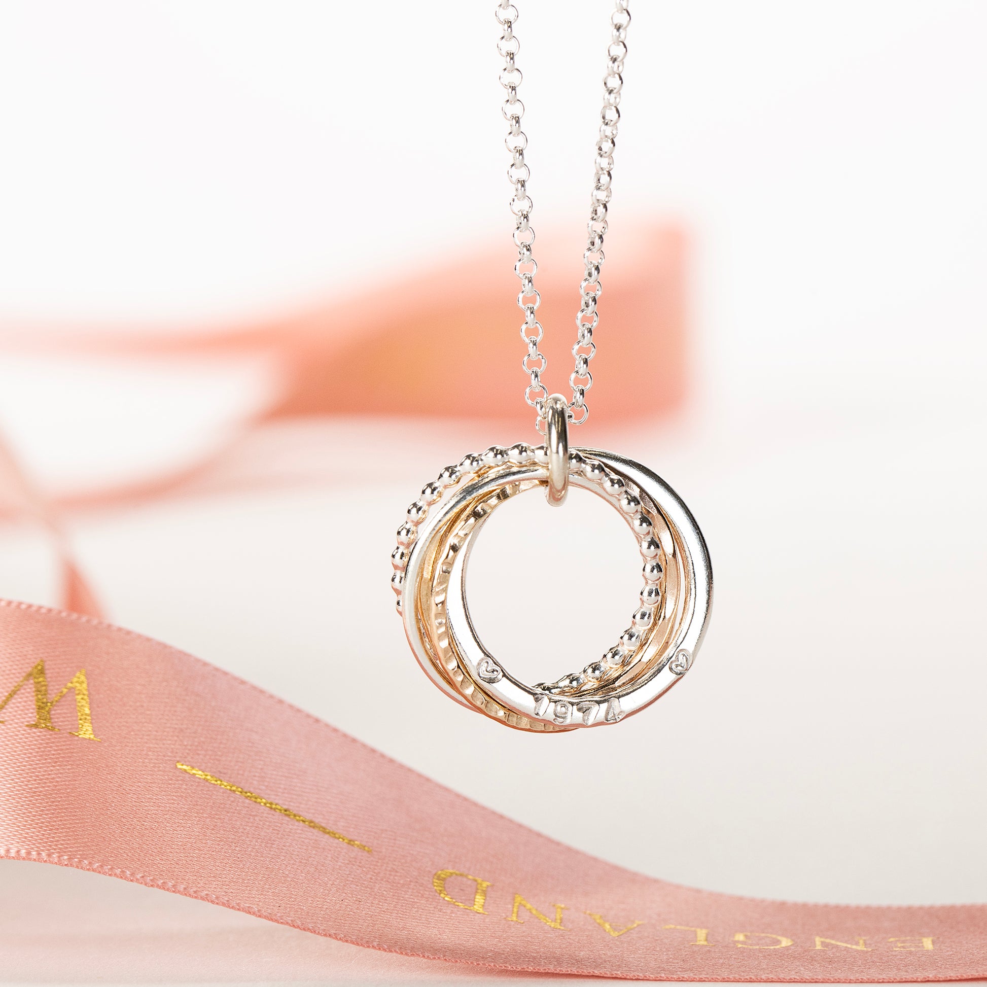 Personalised 50th Birthday Necklace The Original Links for Decades Silver Gold sterling silver 16 inches inch extender