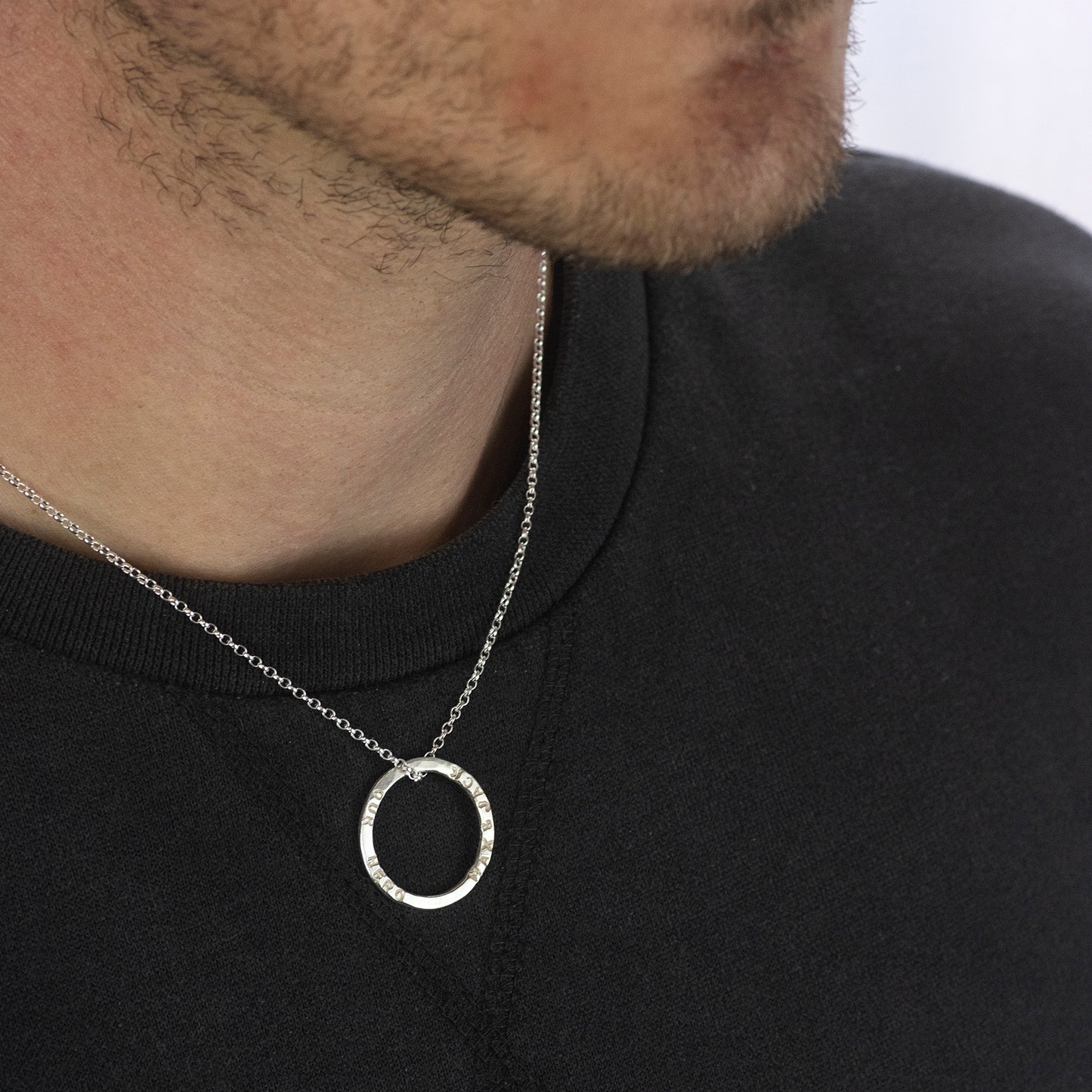 Men's Personalised Silver Link Name Necklace - Hand-Stamped