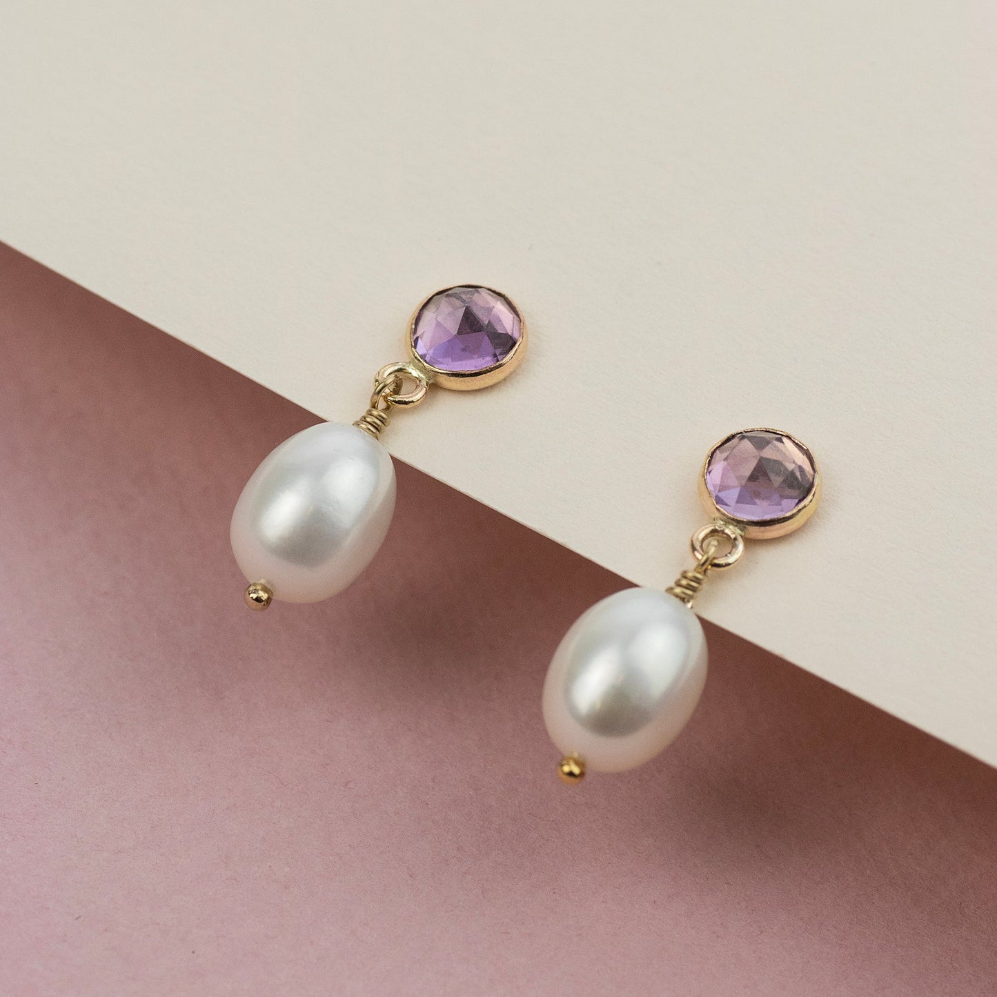 amethyst and pearl earrings