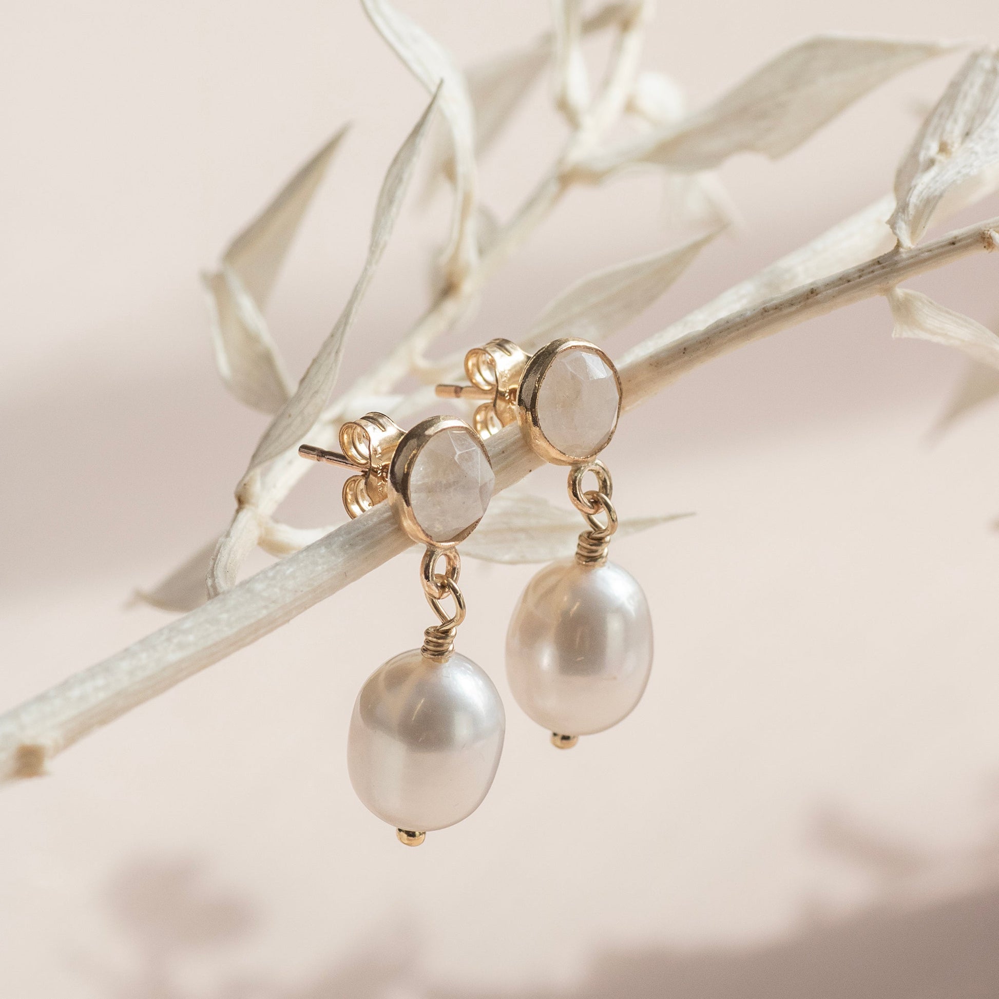 moonstone and pearl earrings