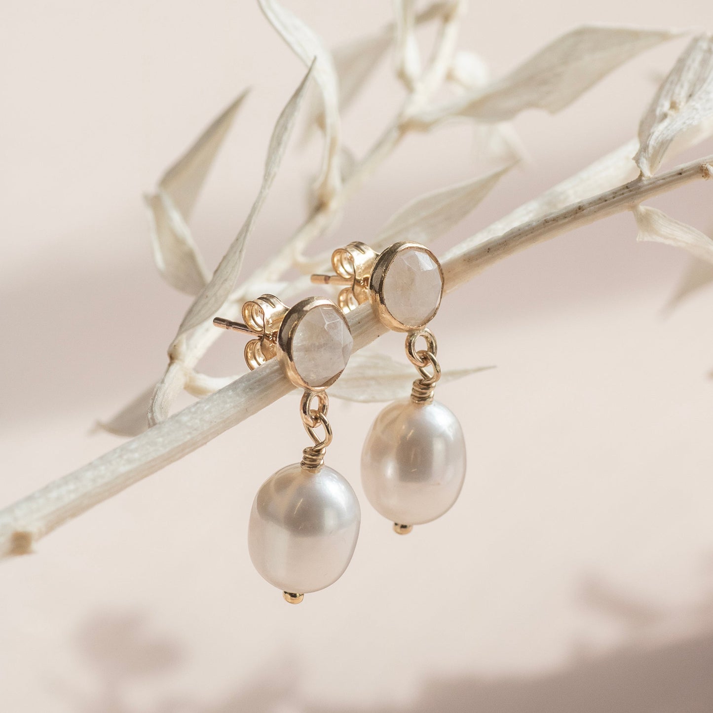 moonstone and pearl earrings
