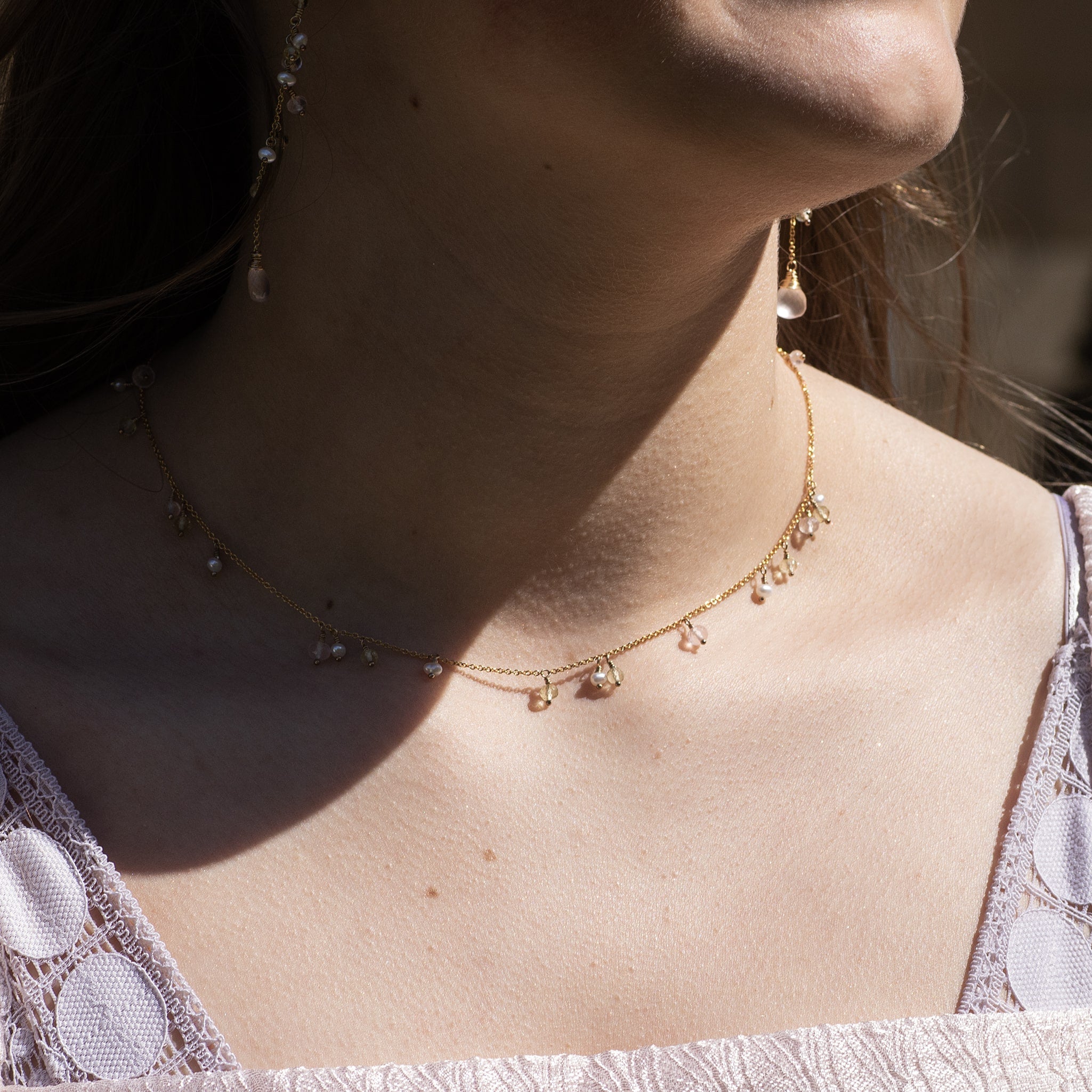 Handmade Gold Pearl and hotsell Quartz Choker Necklace