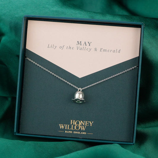 Lily of the Valley Birthstone Necklace  - Silver