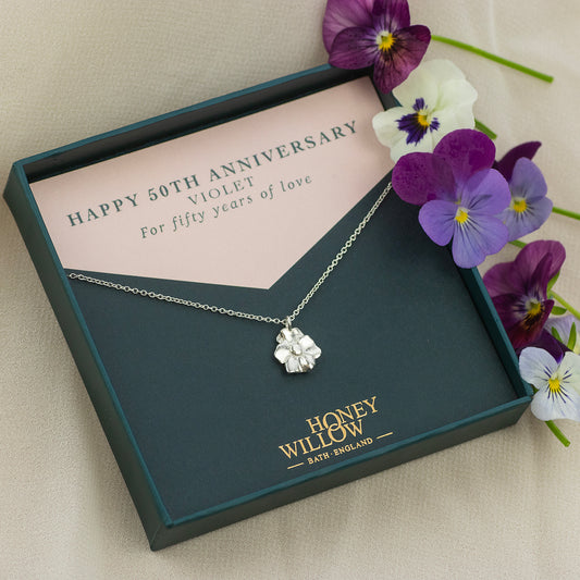 50th Anniversary Gift - Violet Necklace - Silver