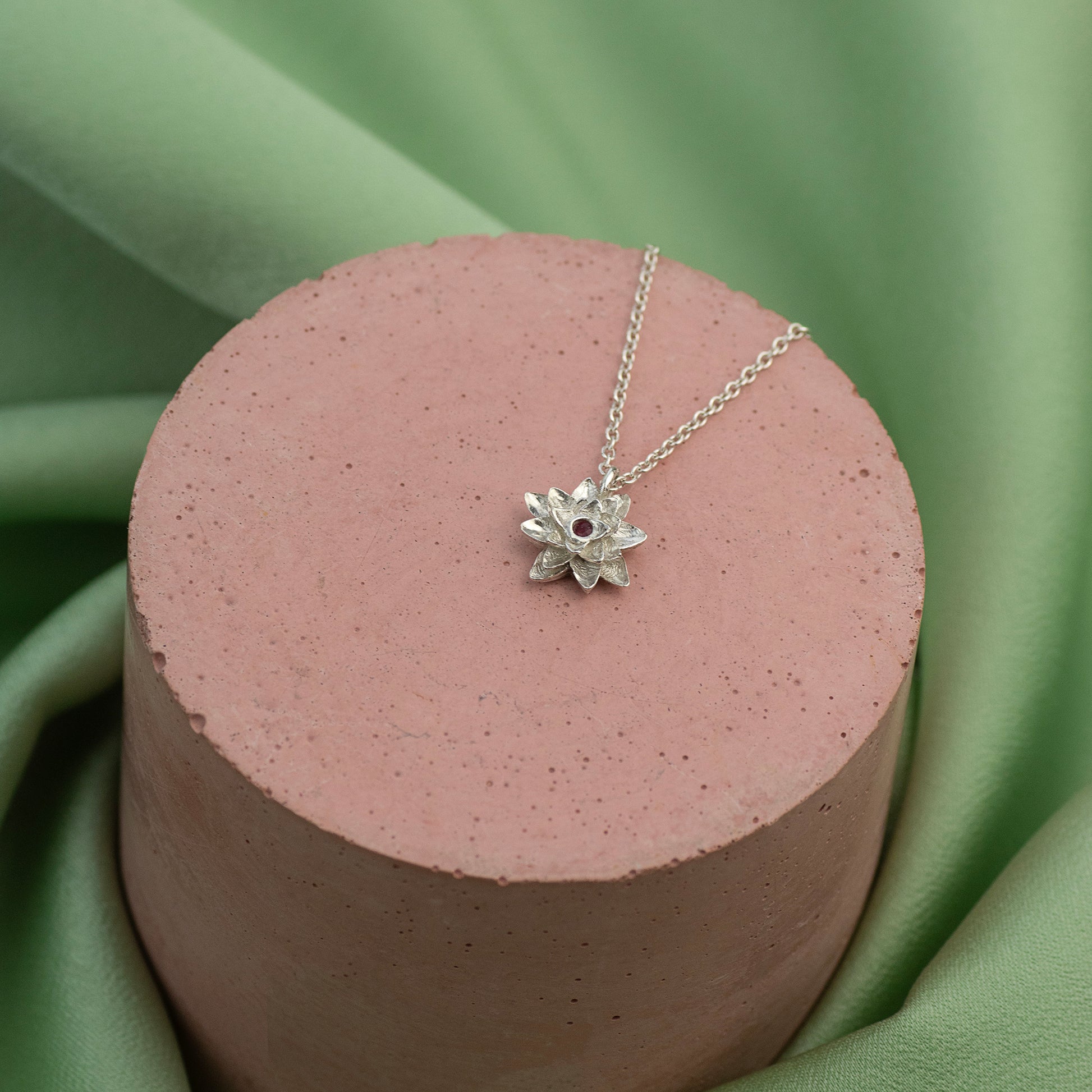 Water Lily Birthstone Necklace