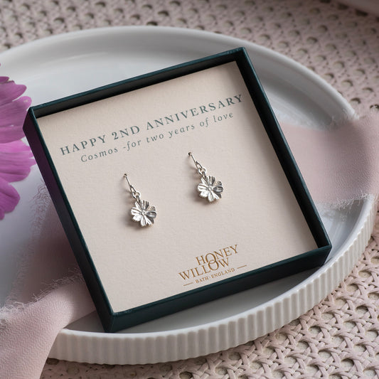 2nd Anniversary Gift - Cosmos Earrings - Silver