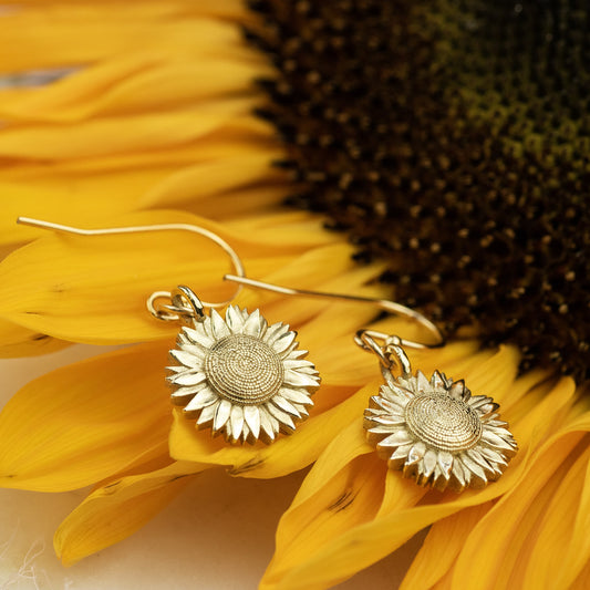 Sunflower Earrings - 9kt Gold