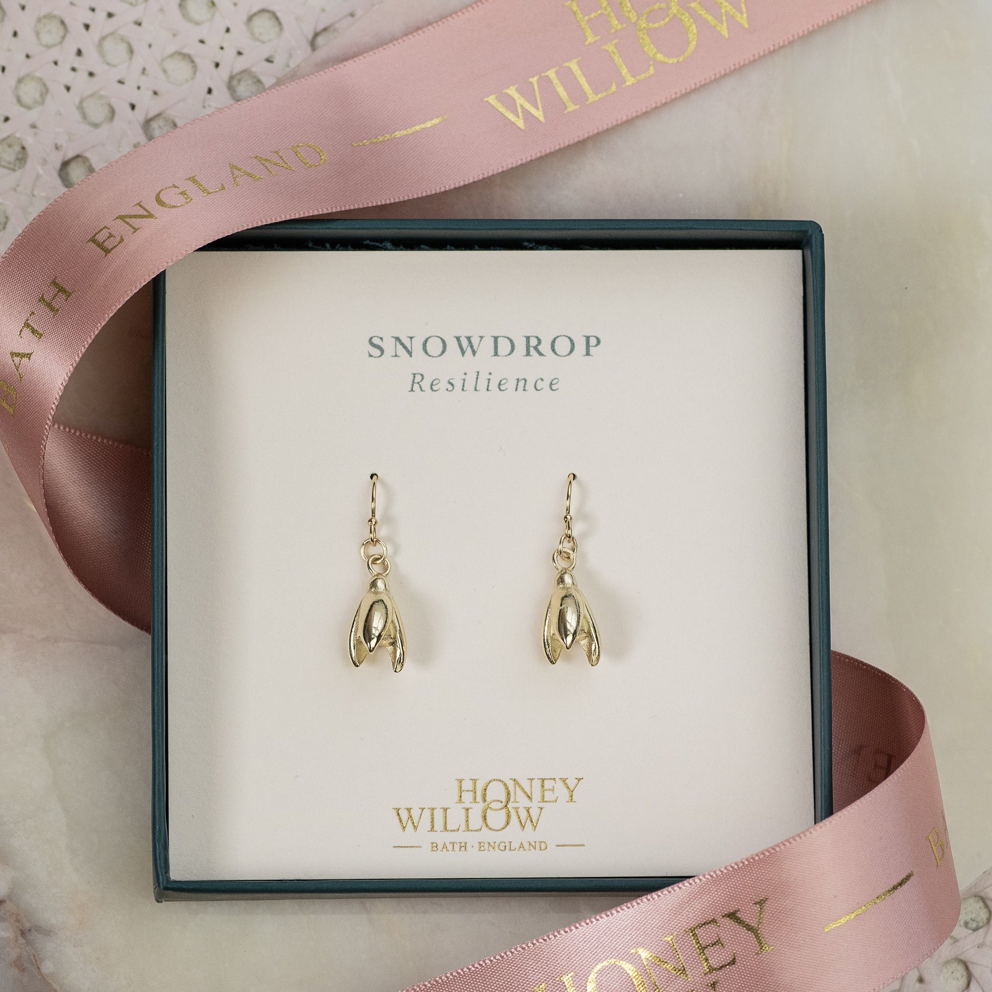 Snowdrop Flower Earrings - Resilience - 9kt Gold