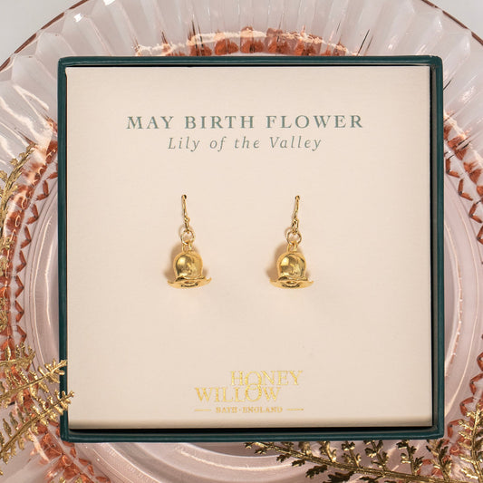 May Birth Flower Earrings - Lily of the Valley - Gold