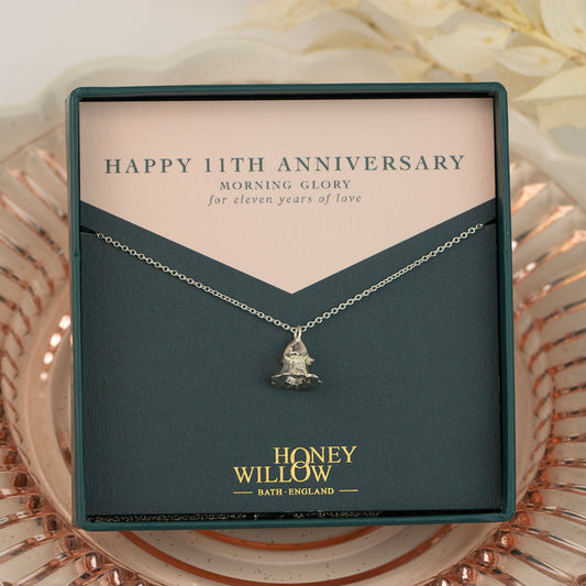 11th Anniversary Gift - Morning Glory Necklace - Silver