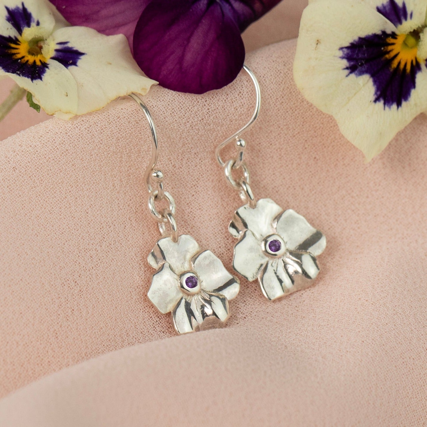 Violet flower deals earrings