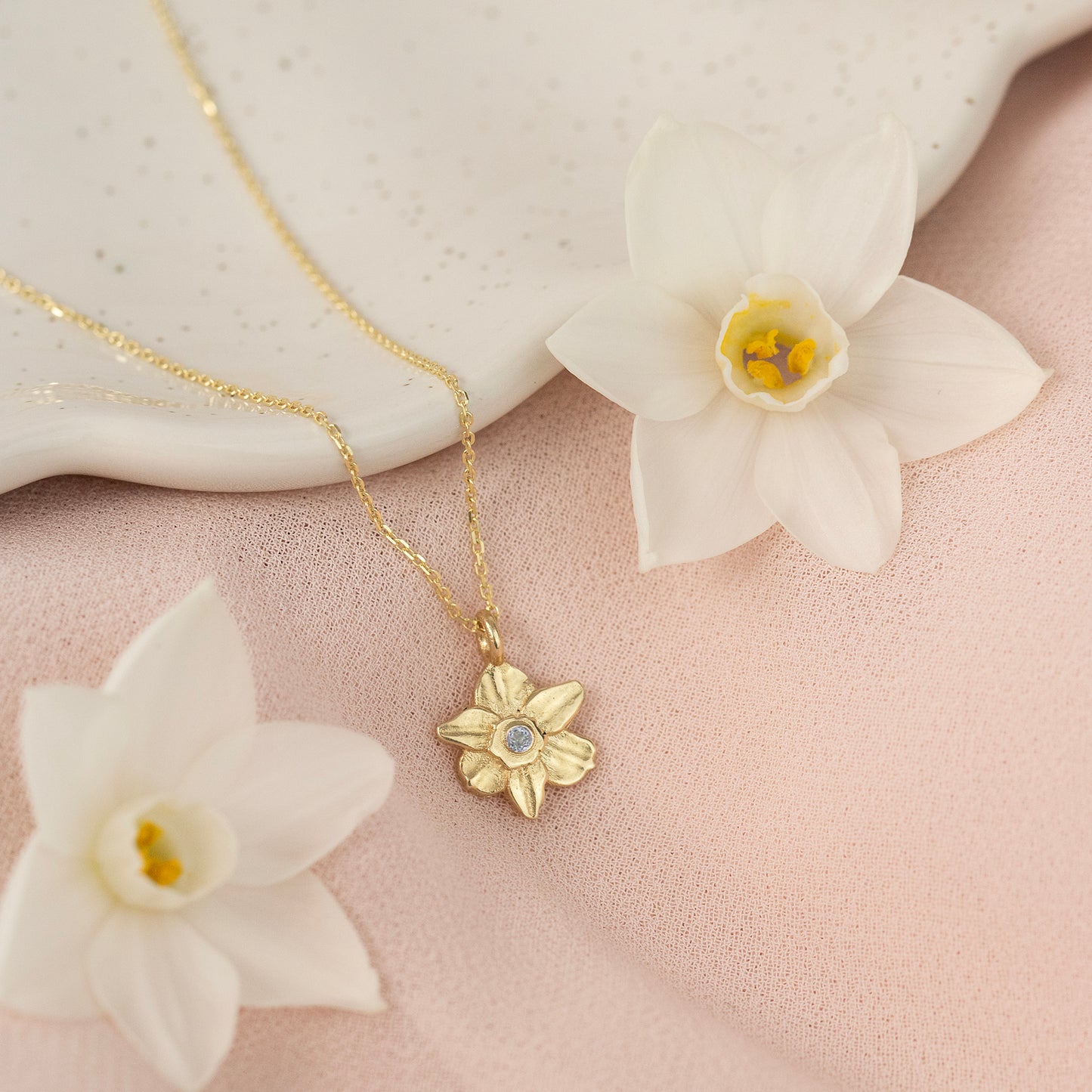 gold daffodil birthstone necklace