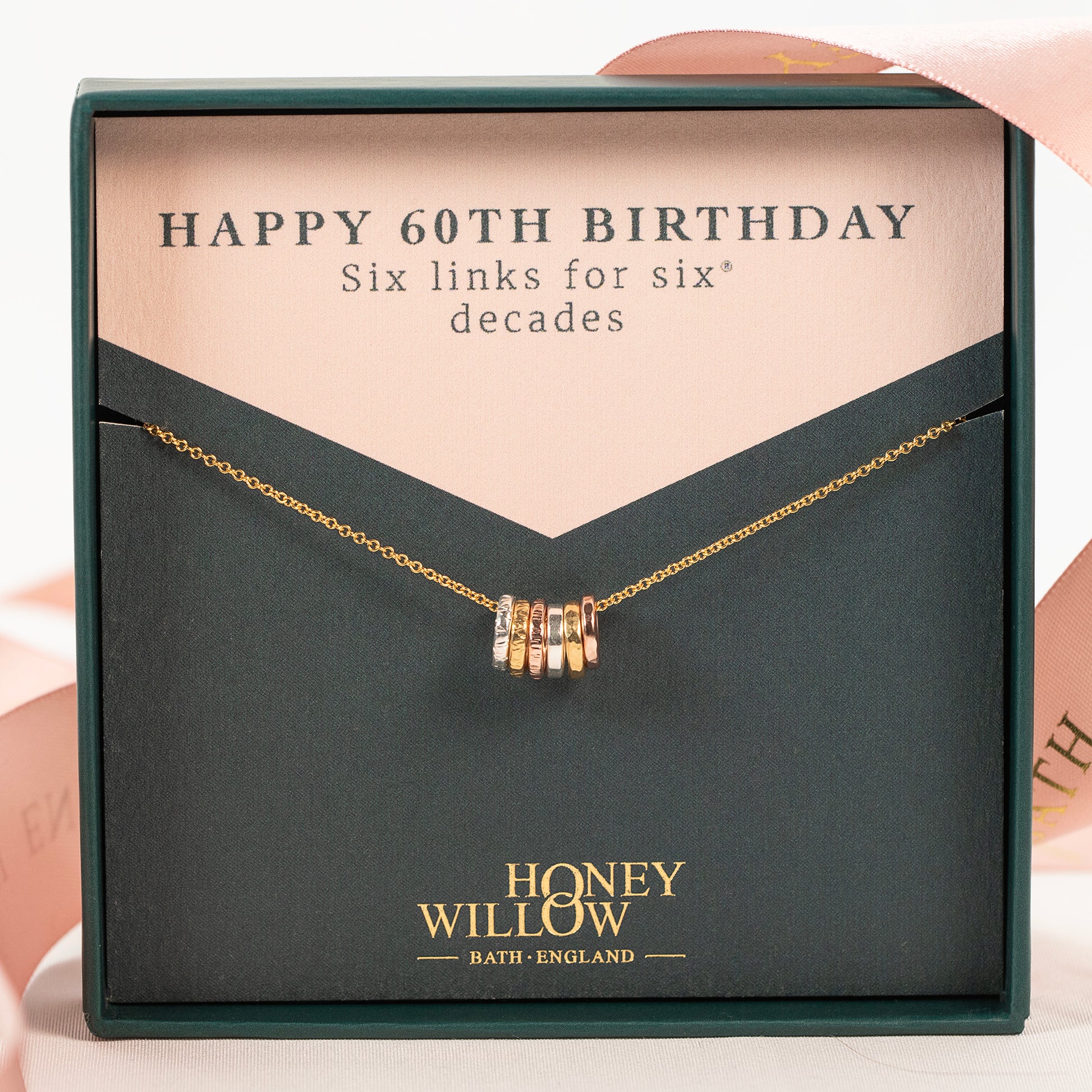 60th Birthday Necklace - 6 Links for 6 Decades - Tiny Links