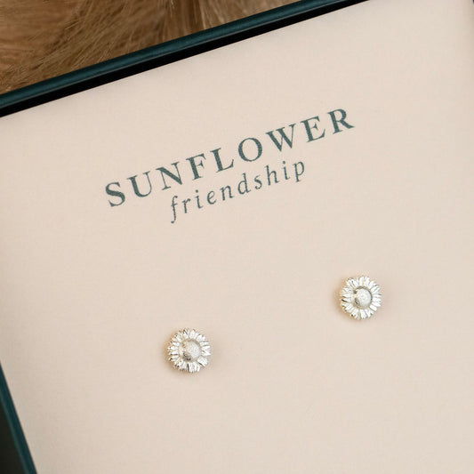 Sunflower Studs Earrings - Silver