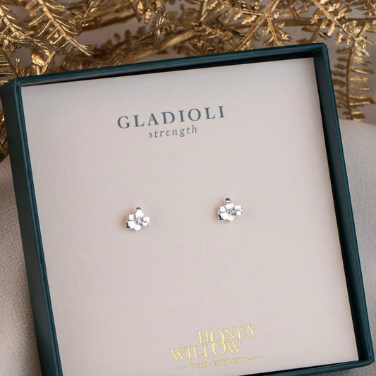 Gladioli Stud Earrings - Silver
