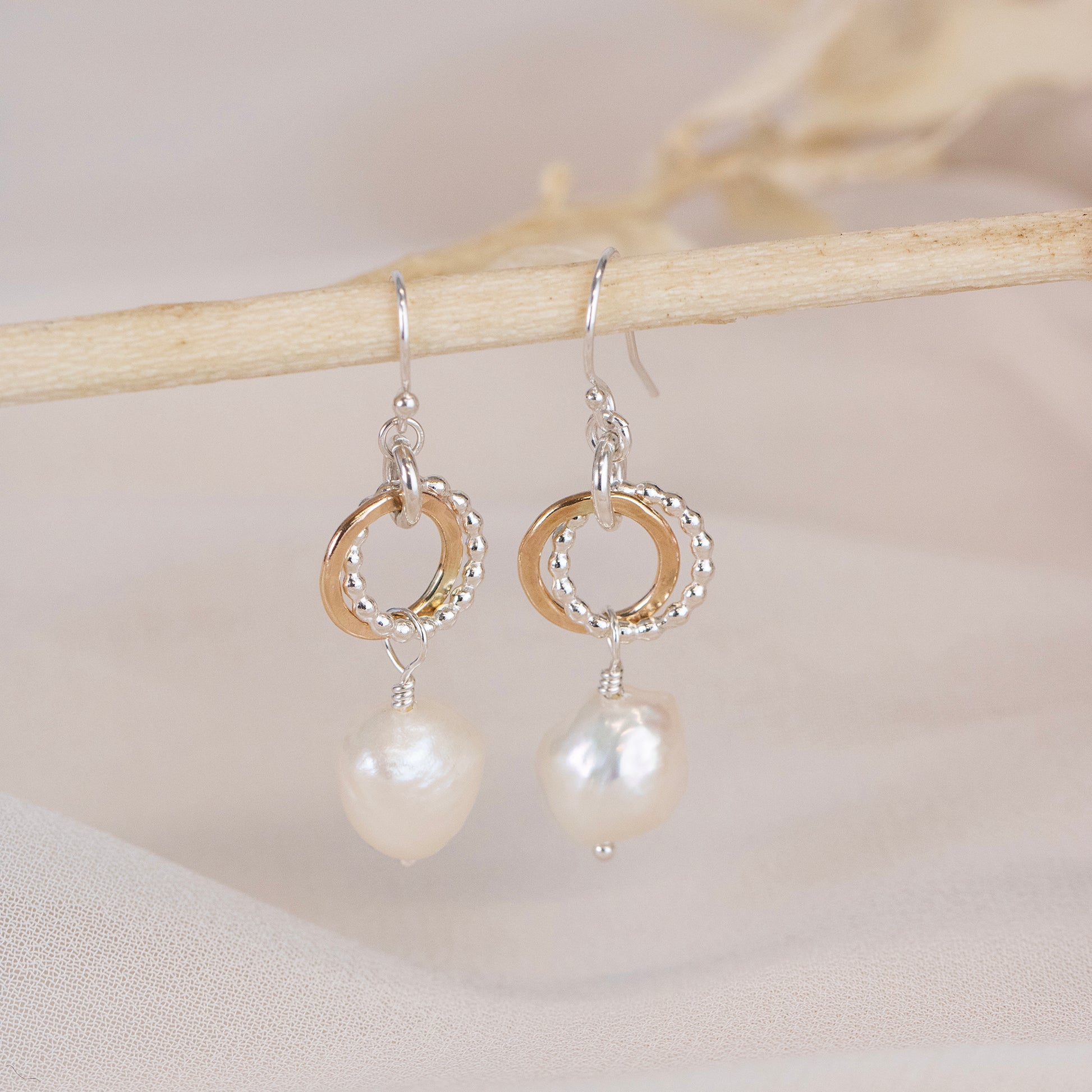 Will You Be My Bridesmaid Gift - Love Knot Pearl Earrings - Silver & Gold