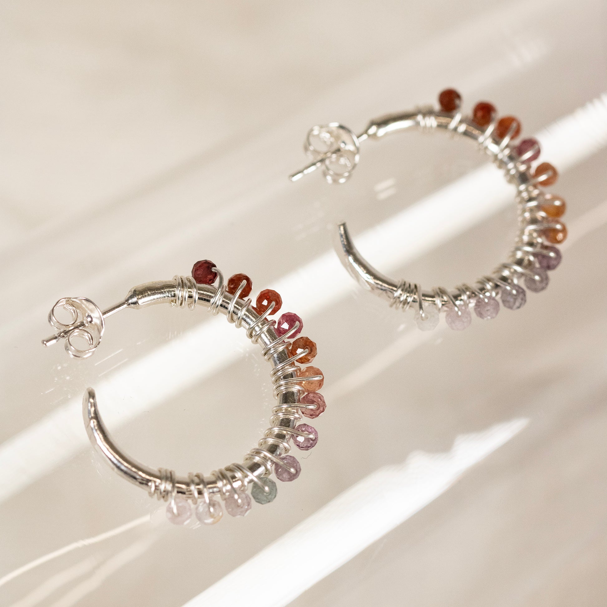 spinel hoop earrings