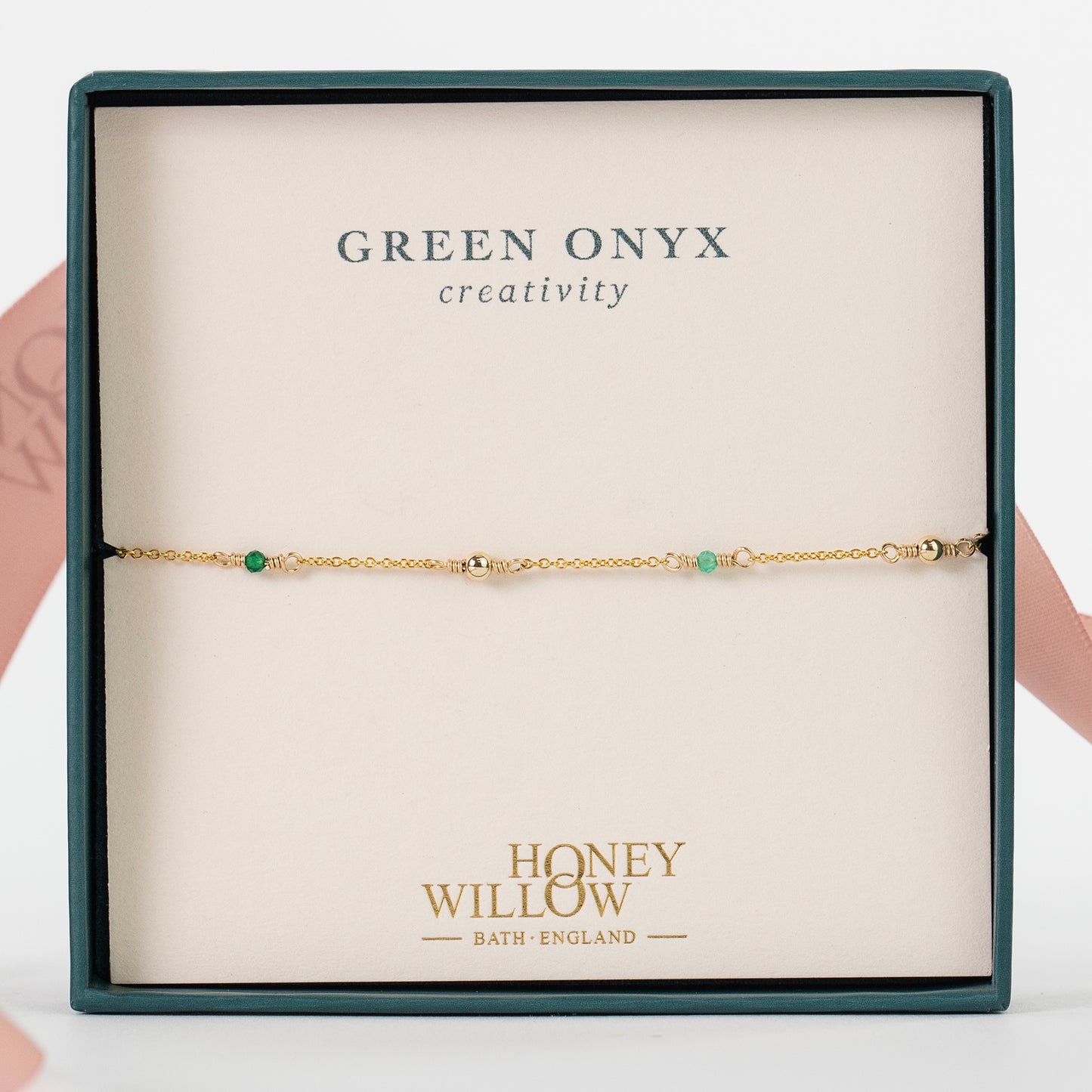 Green Onyx Satellite Bracelet - Creativity - Silver & Gold
