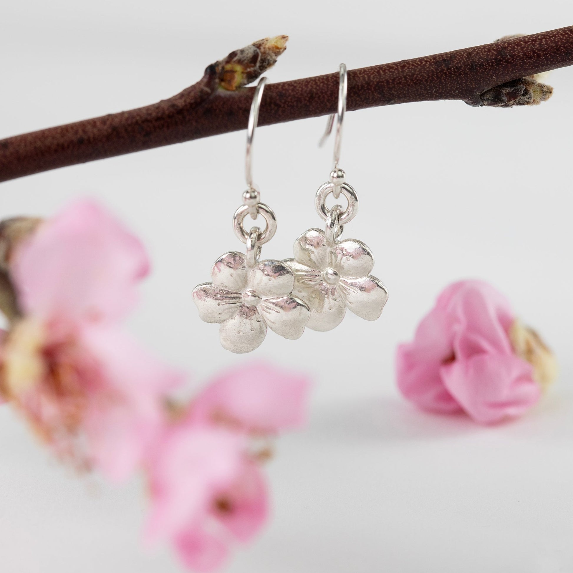silver blossom earrings