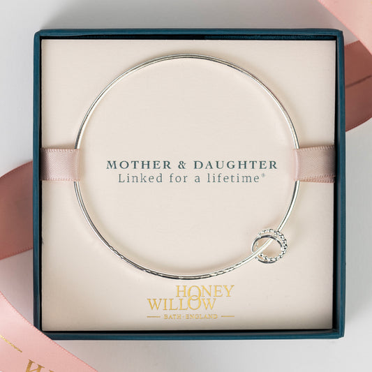 Mother & Daughter Bangle - Linked for a Lifetime - Silver