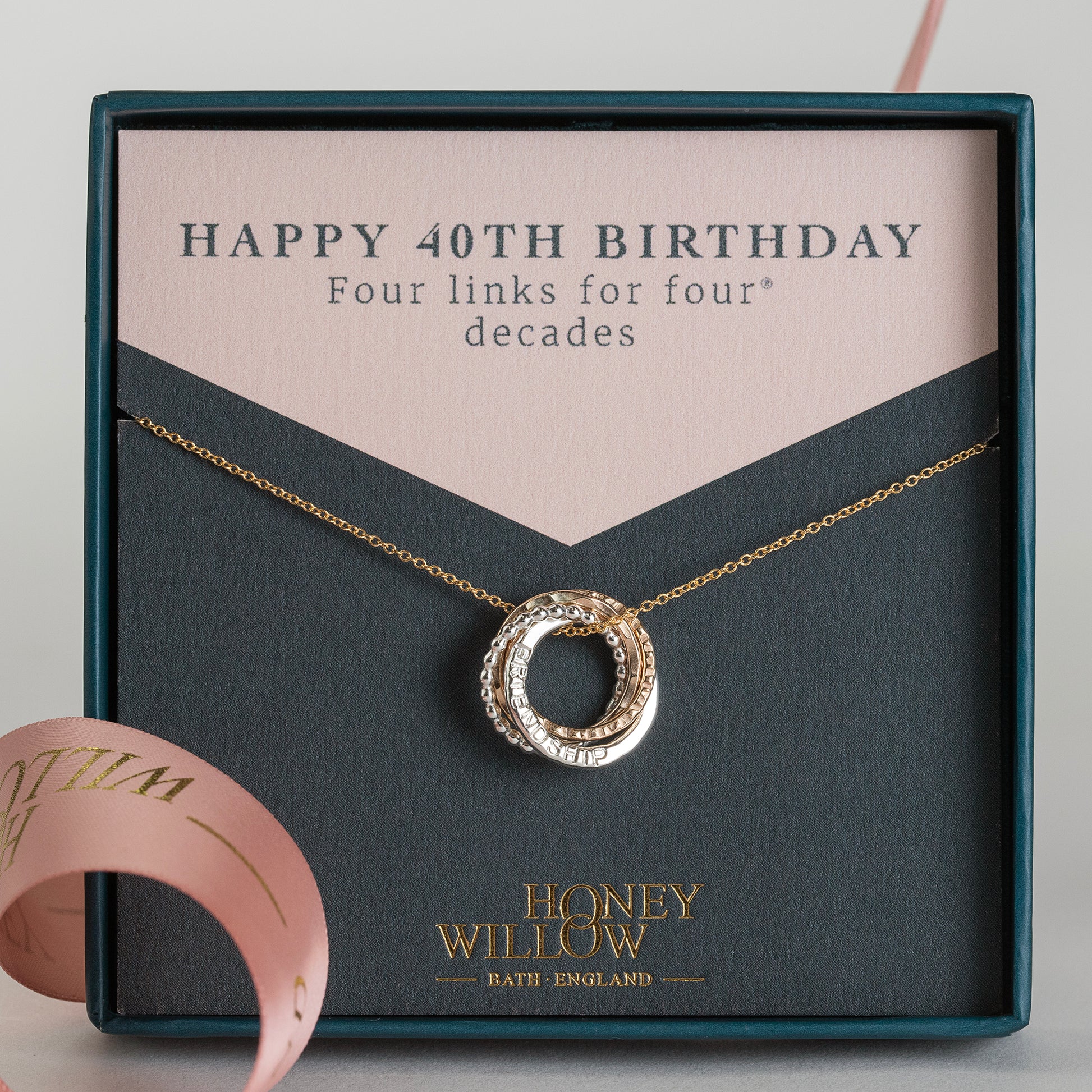 Personalised 40th Birthday Necklace - The Original 4 Links for 4 Decades Necklace - Petite Silver & Gold
