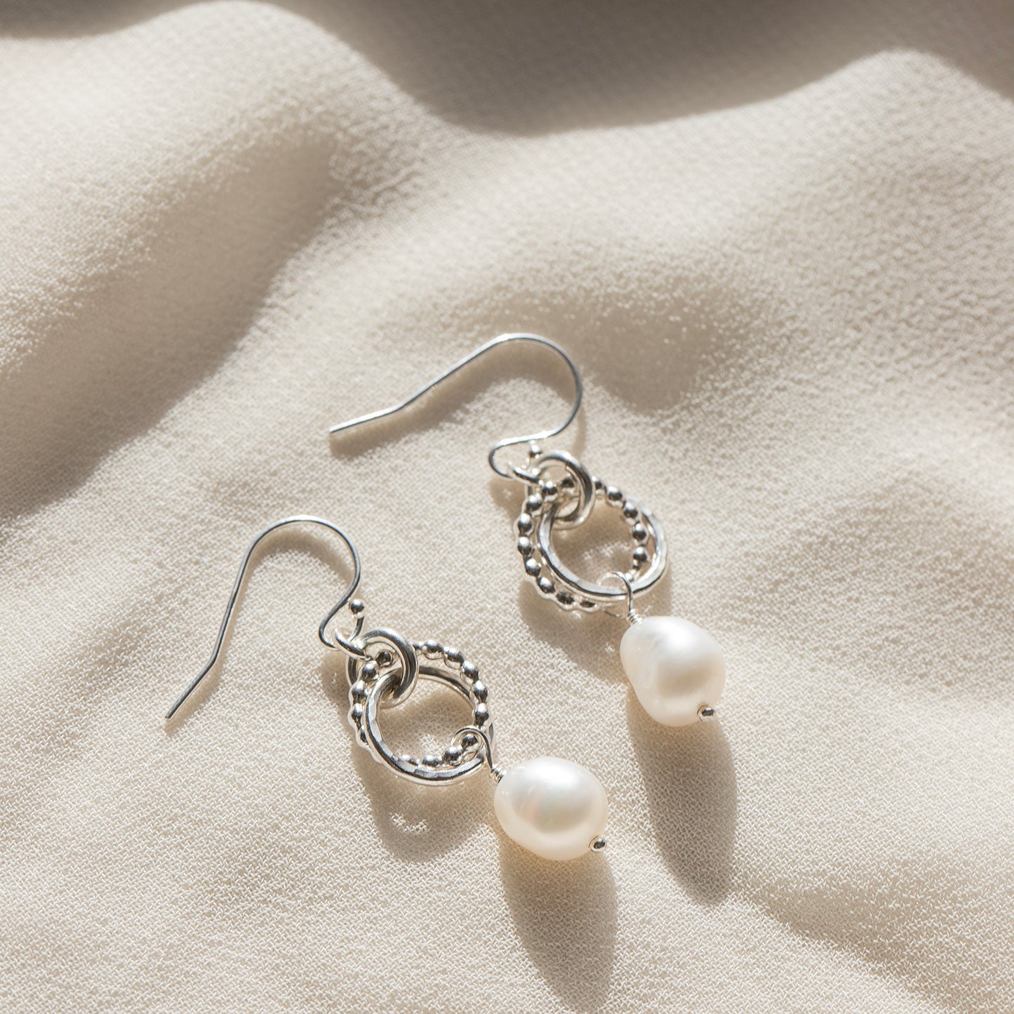 Love Knot Pearl Earrings - Silver & Gold