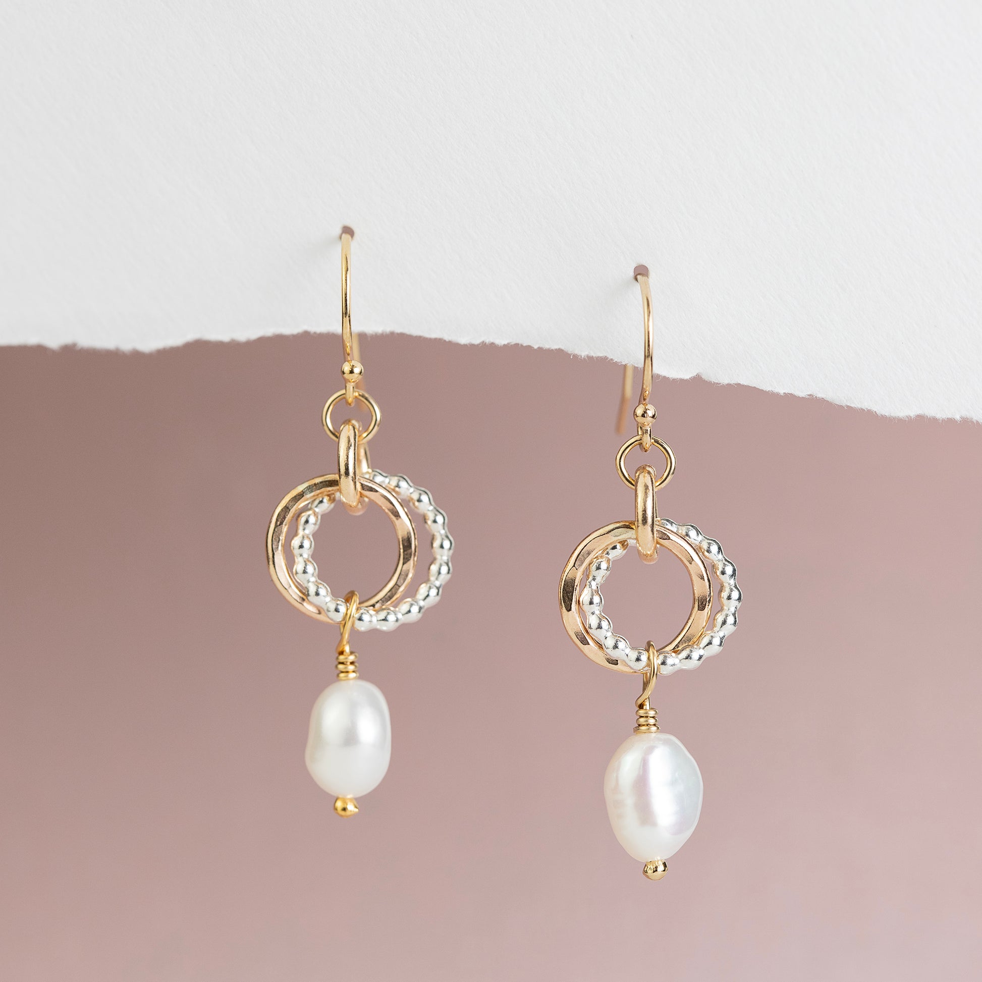 Friend & Bridesmaid Gift - Love Knot Pearl Earrings - Silver & Gold