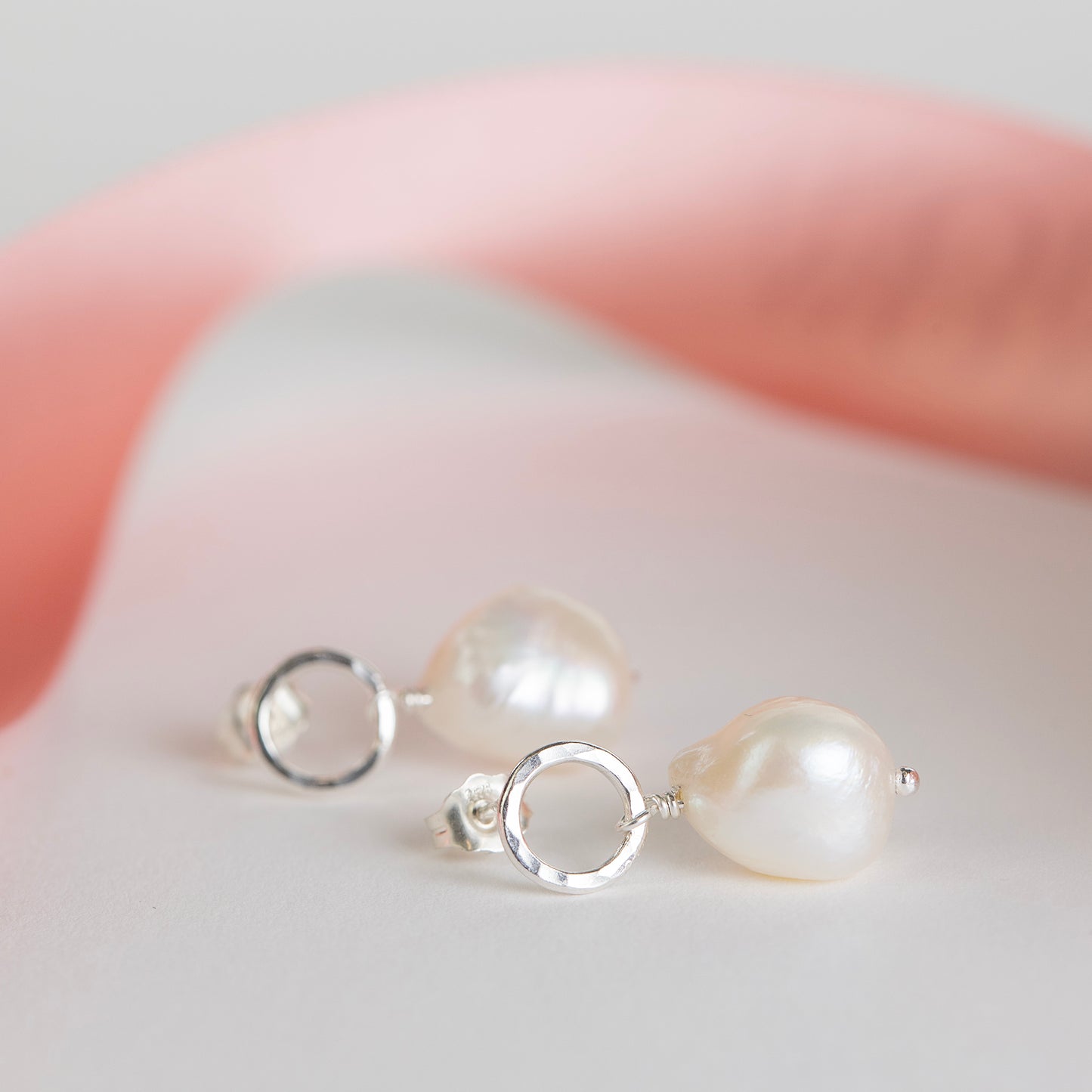 Bridesmaid Gift - Silver Halo Pearl Earrings