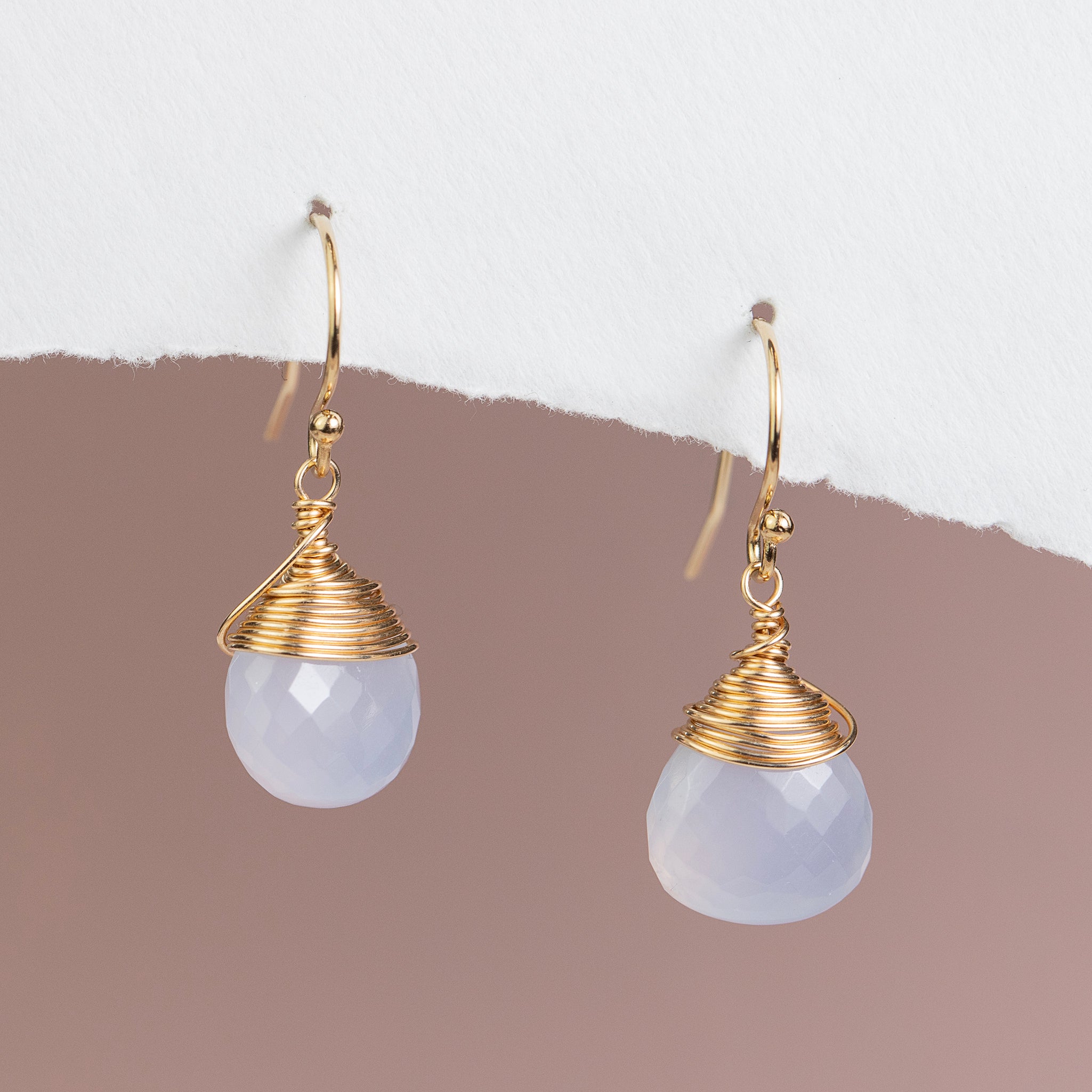 Chalcedony on sale earrings gold