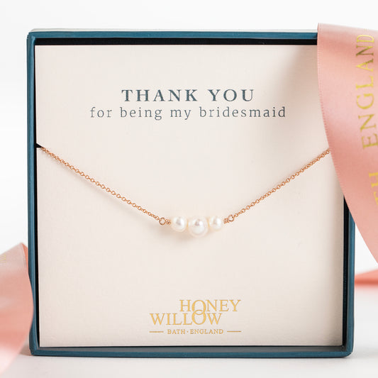 Thank You For Being My Bridesmaid Gift - Pearl Trio Necklace - Trinity