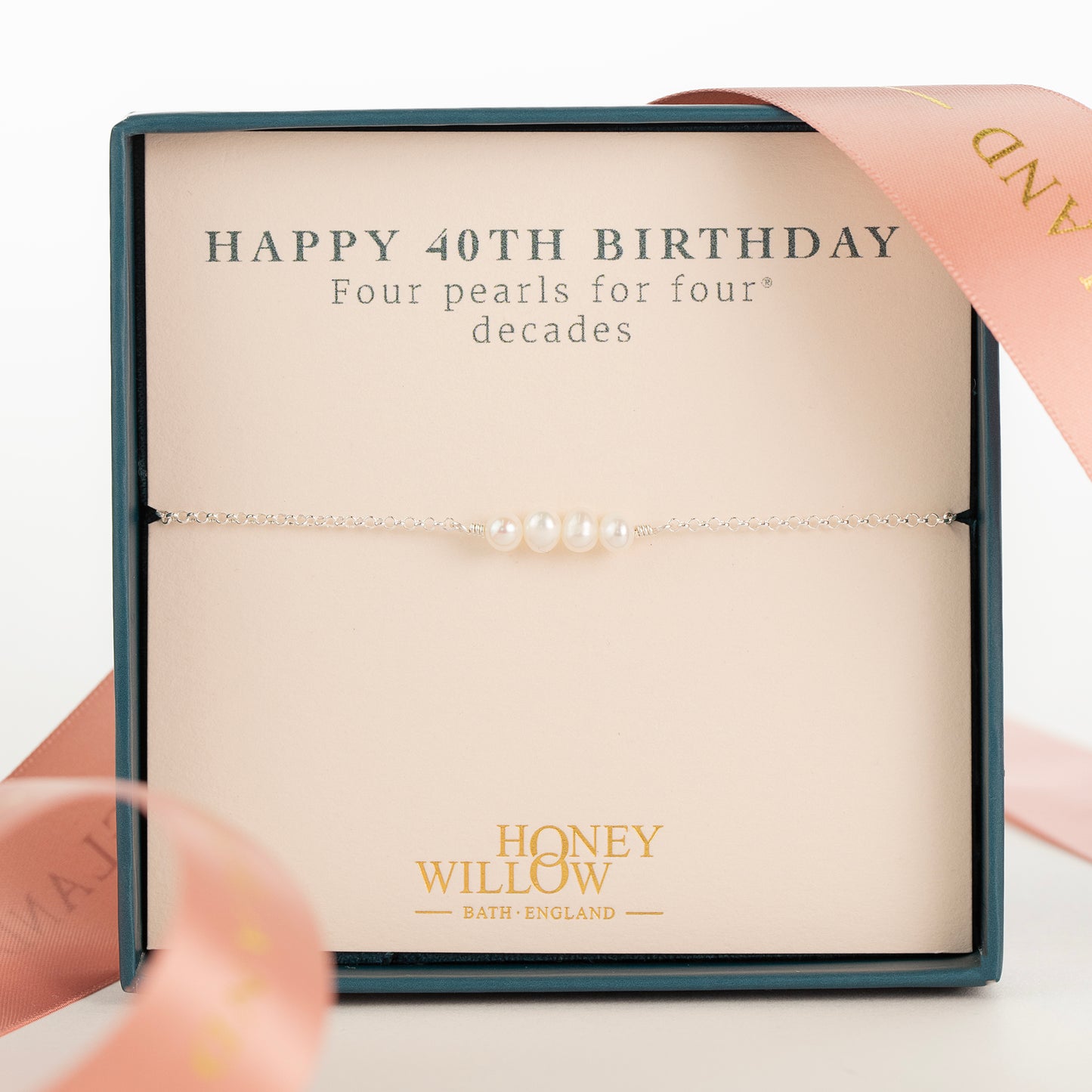 40th Birthday Bracelet - 4 Pearls for 4 Decades - Silver & Gold