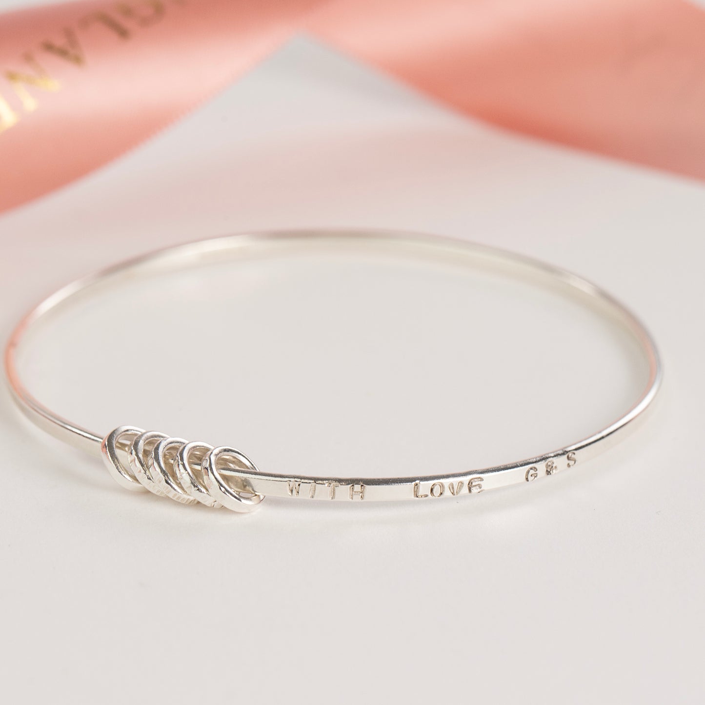 Personalised 50th Birthday Bangle - 5 Links for 5 Decades - Silver