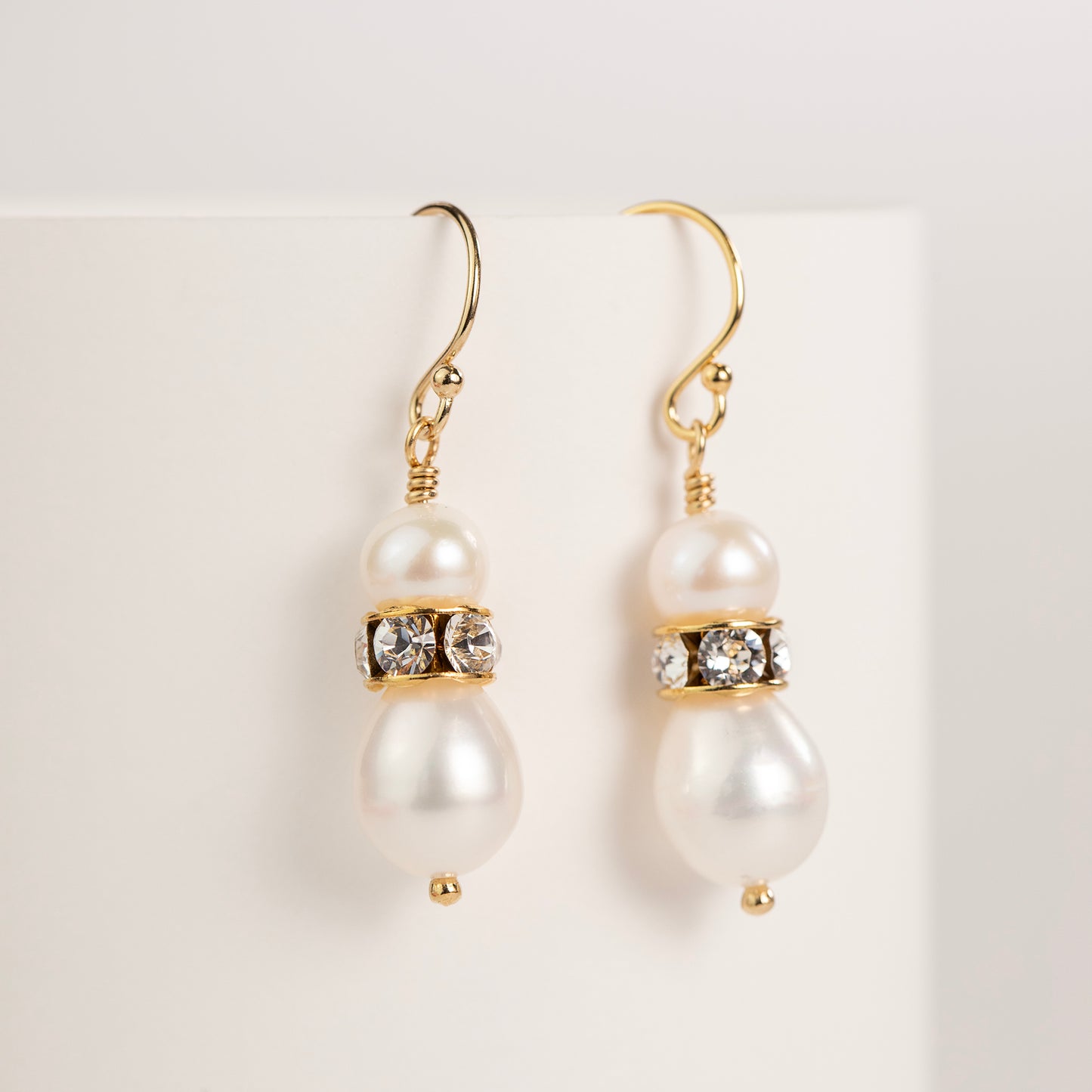 Bridal Pearl Drop Earrings - Annika - Silver & Gold