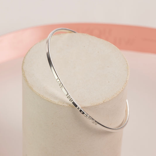Personalised Phrase Bangle - Hand Stamped - Silver