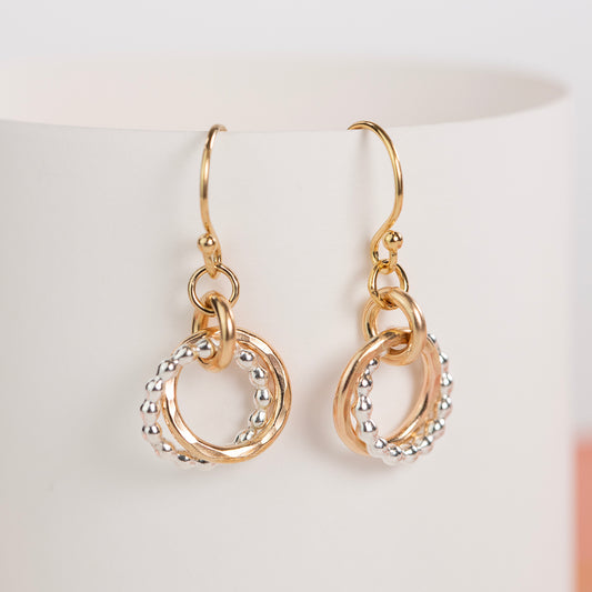 Love Knot Earrings - Double Link Earrings - Silver & Gold