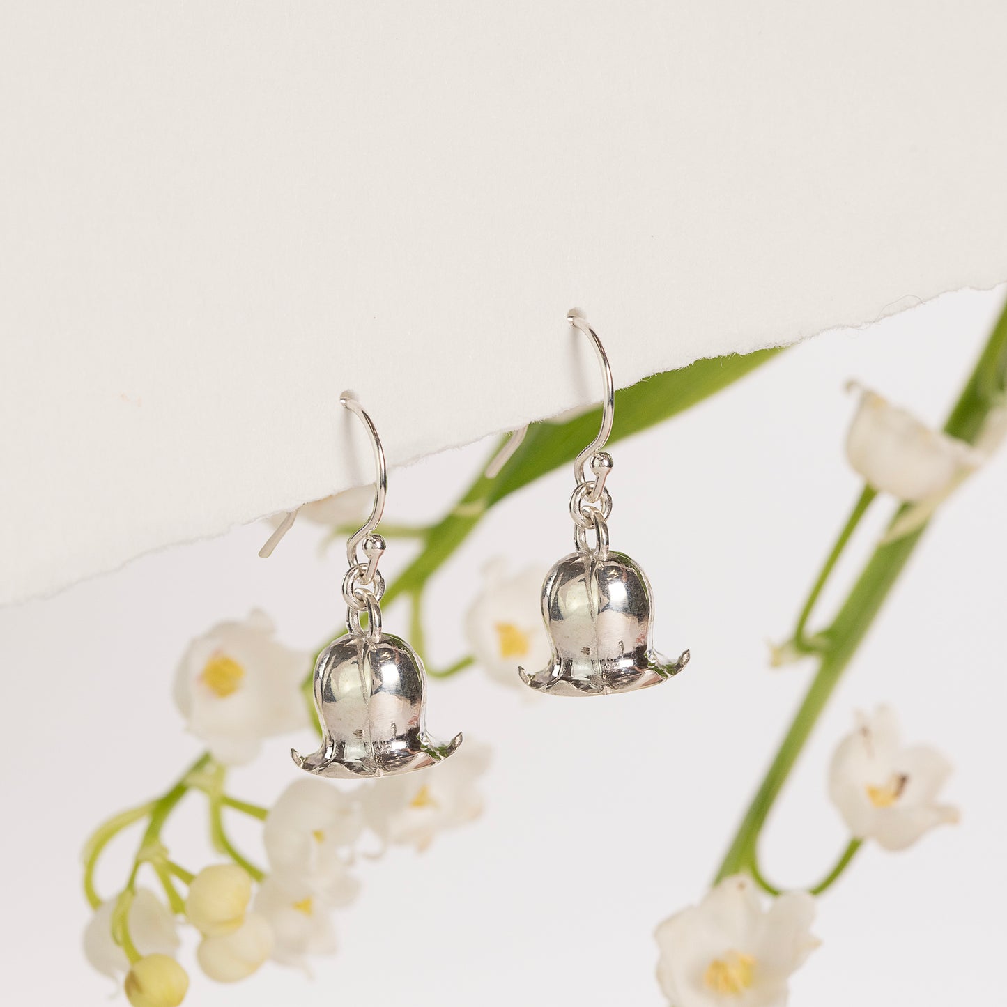 May Birth Flower Earrings - Lily of the Valley - Silver