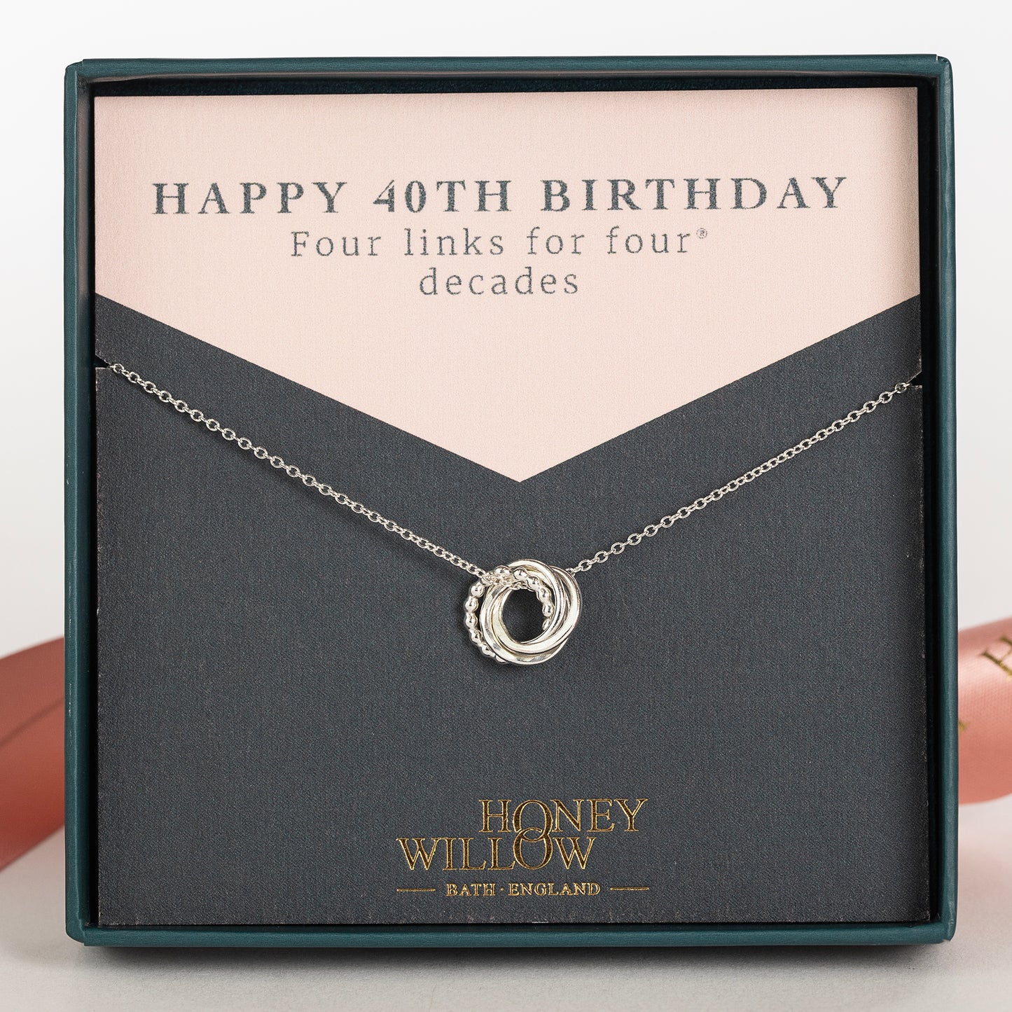 Sterling Silver Necklace 40th Birthday Ring Necklace 9ct Gold