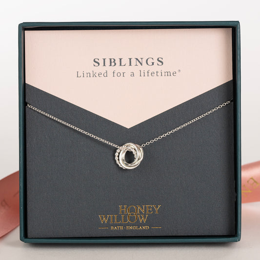 4 Siblings Necklace - Silver Love Knot Necklace