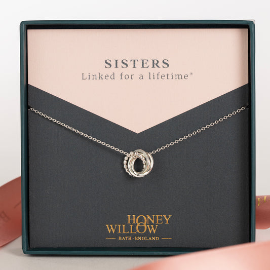 4 Sisters Necklace - Silver Love Knot Necklace