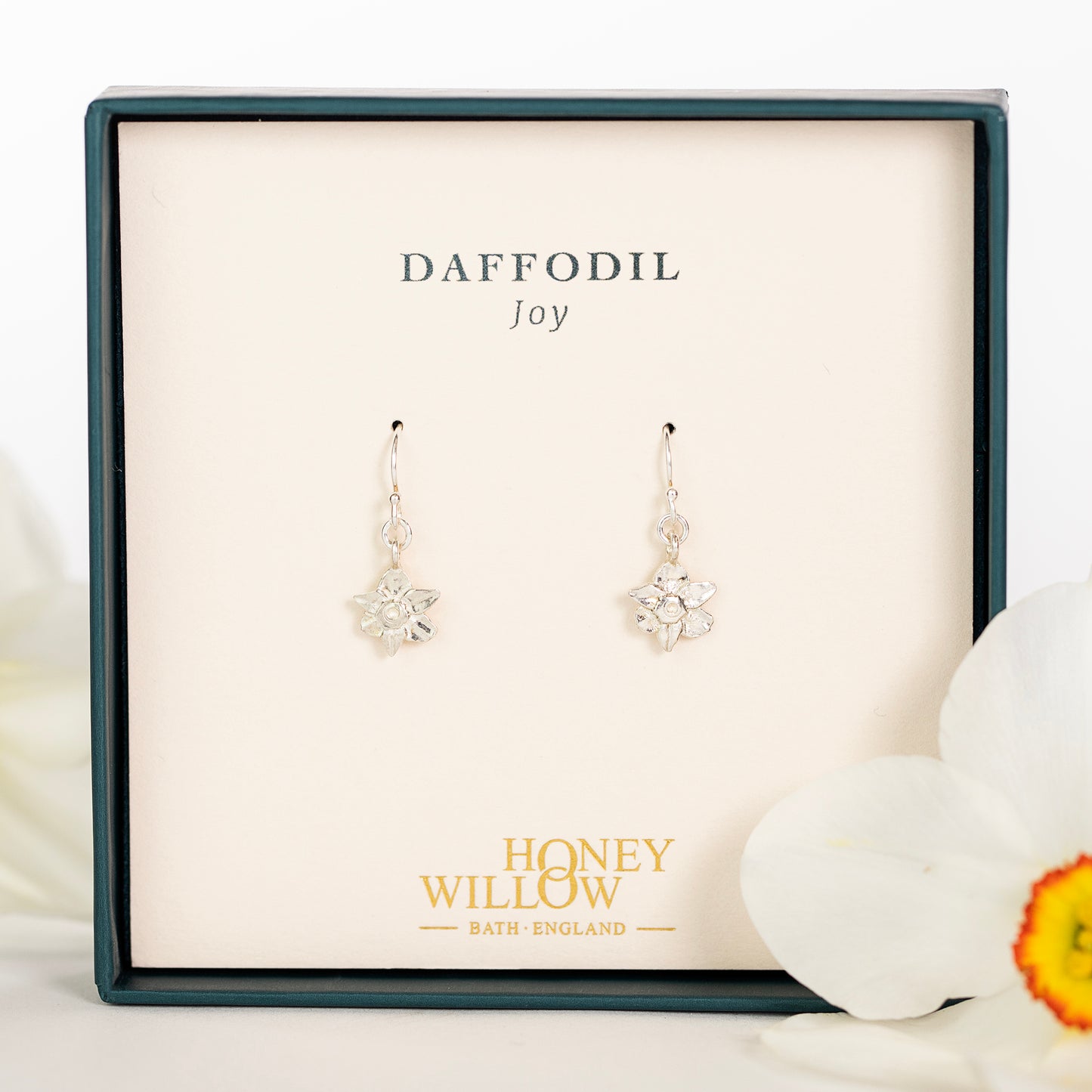 Daffodil Flower Earrings - Joy - Silver