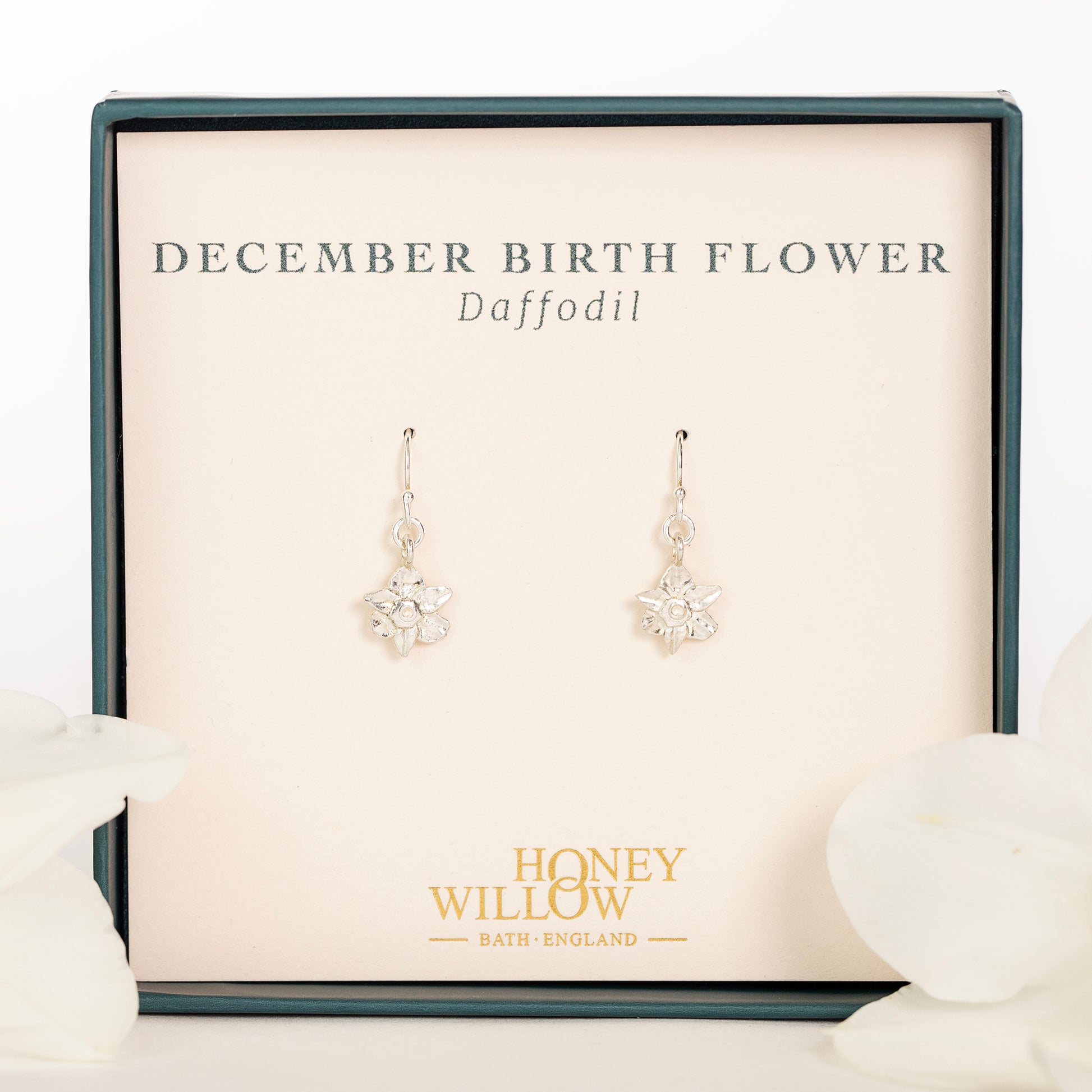 December Birth Flower Earrings - Daffodil - Silver