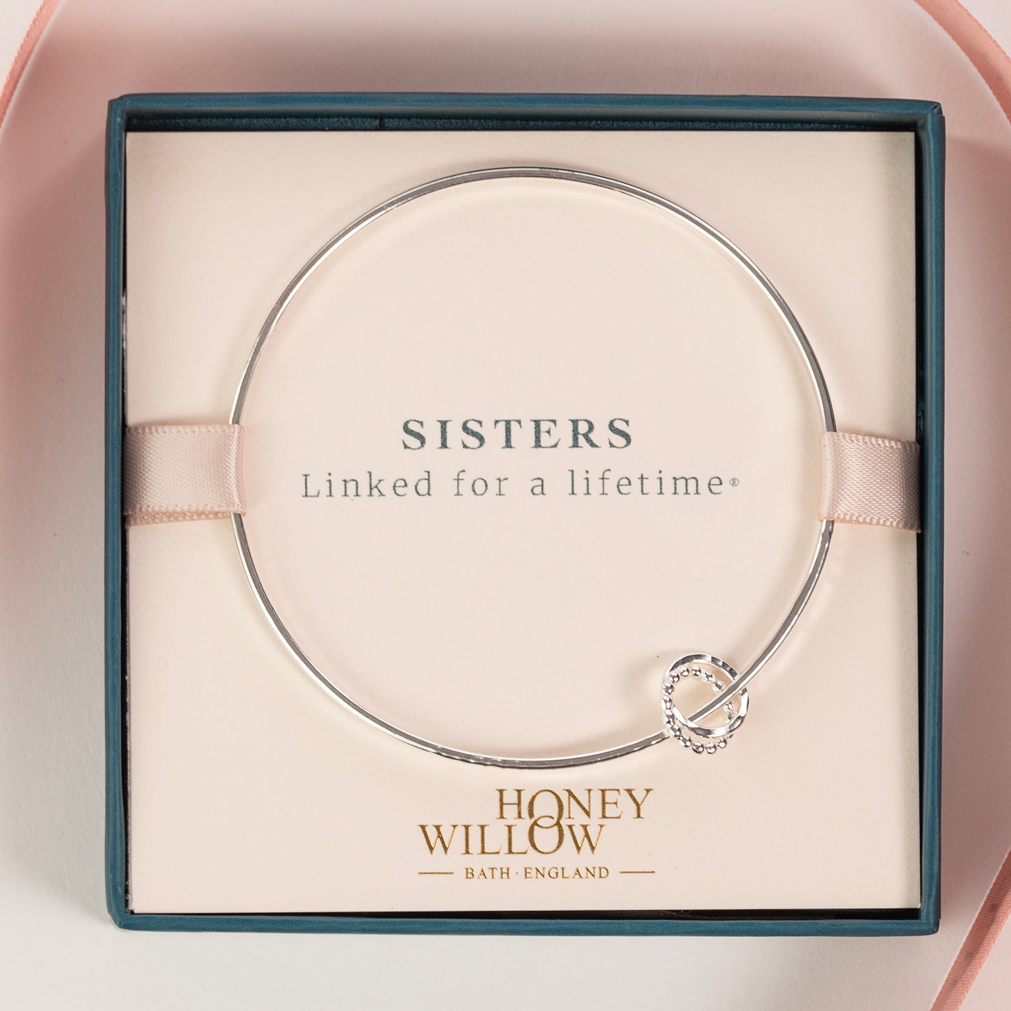 Personalised Sisters Bangle - Linked for a Lifetime - Silver