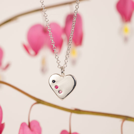 family birthstone heart necklace