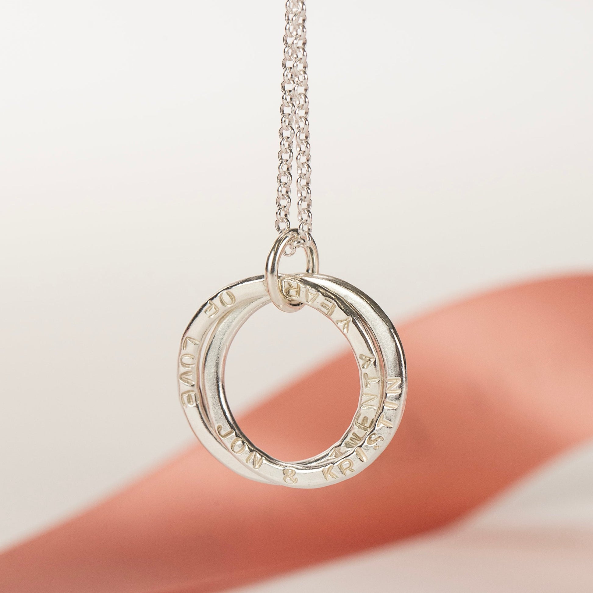 20th Wedding Anniversary Gift Personalised Double Link Name Necklace Silver 16 inches inch extender