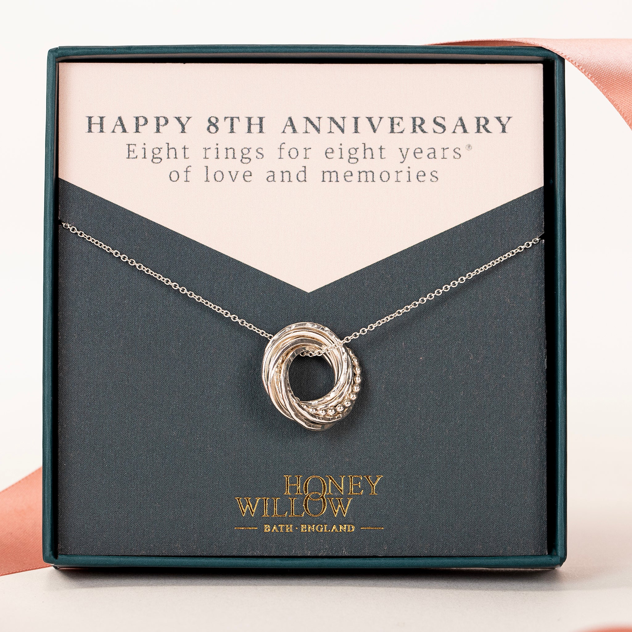 8th Anniversary Necklace - The Original 8 outlets Rings for 8 Years® Necklace - Silver