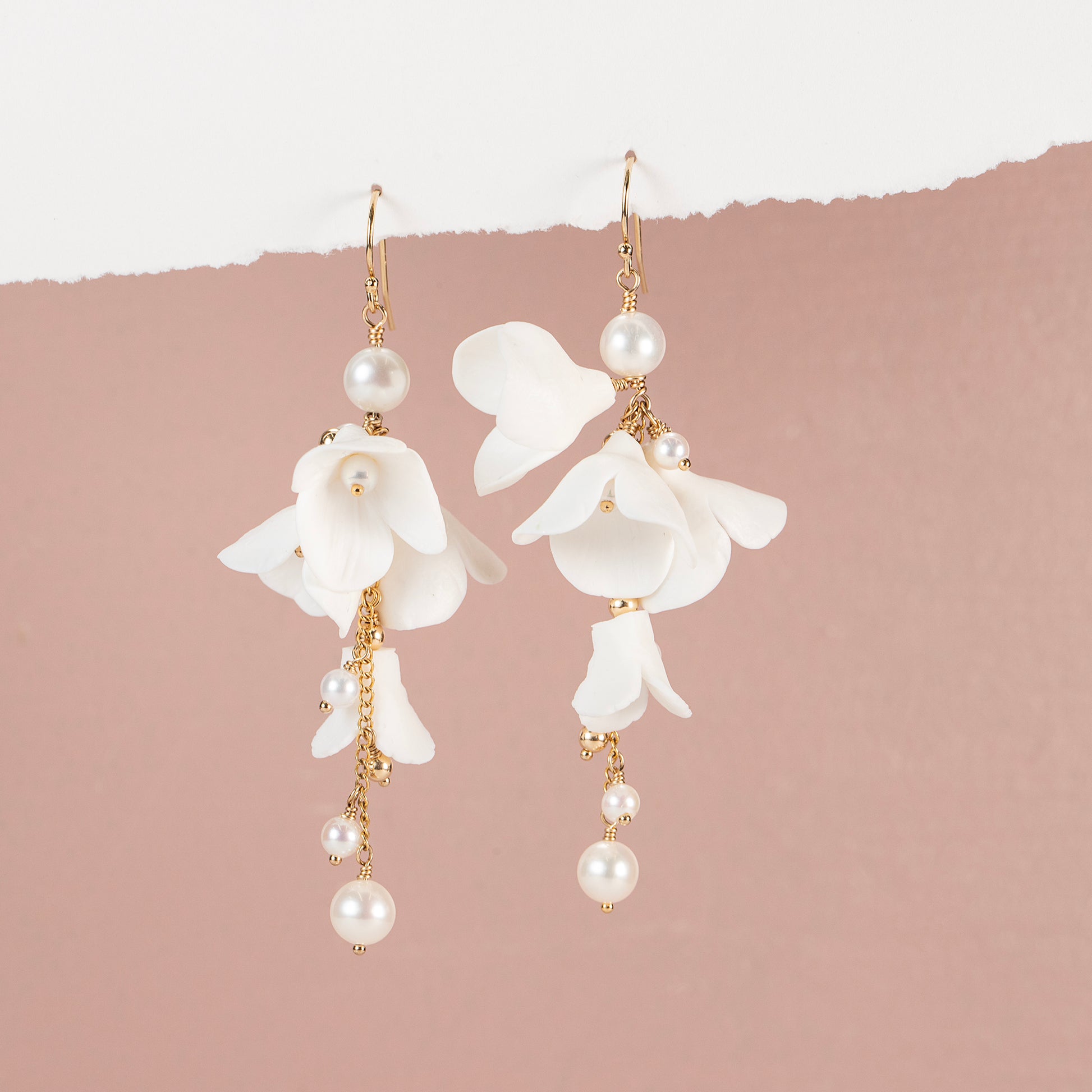 seed and sage flower earrings Ceramic Flower Earrings - Belle - Silver & Gold