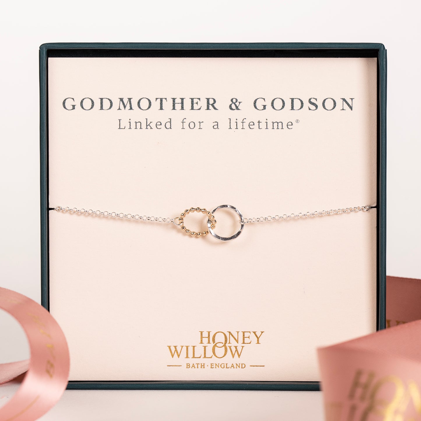 Gift for Godmother from Godson - Love Link Bracelet - 9kt Gold & Silver